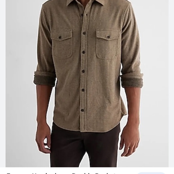 Express men’s Express Herringbone Double Pocket Sweater Shirt Men's - Picture 8 of 8